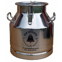 Bidon inox 20 litri cu maner si prindere cu clipsuri si capac inox