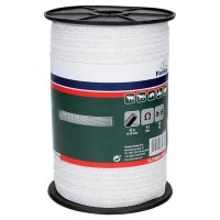 Banda gard electric 12.5mm lungime 200m cu 4 fire de 0.15mm, forta rupere 75kg, rezistenta electrica 11 ohm/m Banda gard electric 12.5mm lungime 200m cu 4 fire de 0.15mm, forta rupere 75kg, rezistenta electrica 11 ohm/m