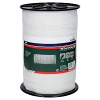 Banda gard electric 40mm lungime 200m cu 8 fire de 0.15mm, forta rupere 130kg, rezistenta electrica 5.5 ohm/m
