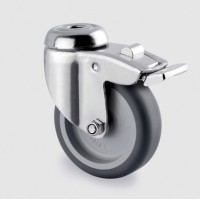 Roata pivotanta cu frana poliuretan 75 mm cu furca inox - 75 kg TENTE 7477PJO075P30-11