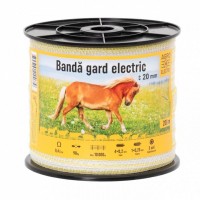 Banda gard electric 20mm lungime 200m, rezistenta 0.4 ohm/m, forta rupere 90kg