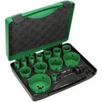 Set carote BiMetal Combi 752177 Hikoki, dimensiuni 19, 20, 22, 25, 29, 32, 35, 38, 44, 51, 57, 68, 82 mm