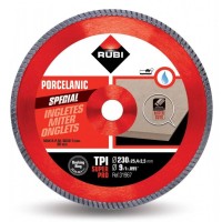 Disc diamantat RUBI TPI 230x25,4 mm SUPERPRO pentru gresie portelanata, taieri oblice