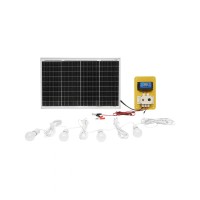 Set panou solar monocristalin 50W 670x420x25mm cu 4 becuri 9W Breckner
