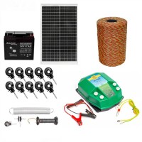 Kit complet gard electric, 500m 4.5J 100kg + Acumulator 12V + Panou solar 30W Kit complet gard electric, 500m 4.5J 100kg + Acumulator 12V + Panou solar 30W