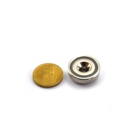 Magnet neodim oala D 25 mm cu gaura si sanfren sustine 15 kg