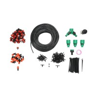 Kit complet irigare prin picurare si pulverizare cu furtun 50m, duze, conectori, tije de fixare 201 piese