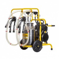 Aparat de muls vaci pe ulei cu 2 posturi si 1 bidon inox 40L
