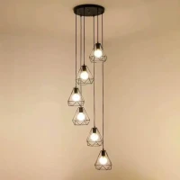 Lustra Forma Diamant, STRUKTUR, 6x E27, Negru, Metal Lustra Forma Diamant, STRUKTUR, 6x E27, Negru, Metal