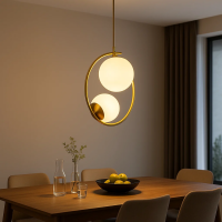 Lustra LOFT Atelier, 2x E27, Alb Auriu, Metal, Inaltime Reglabila Lustra LOFT Atelier, 2x E27, Alb Auriu, Metal, Inaltime Reglabila