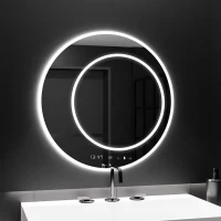 Oglinda LED Rotunda, 60cm, July Touch Marcello, Sistem Dezaburire, Ceas & Termometru, Dimabila Oglinda LED Rotunda, 60cm, July Touch Marcello, Sistem Dezaburire, Ceas & Termometru, Dimabila