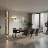Aplica LED Decorativa FENG, 19W, 60cm, Lumina Calda / Neutra/ Rece, Negru, Metal si Acril