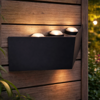 Aplica LED AX230, Exterior, 6 Surse, 6W, Negru, 3000K