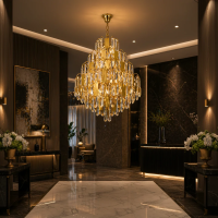 Candelabru Cristal TIER Magno 13xE14, D60 cm, Auriu, Inaltime Reglabila, Metal si Cristal Candelabru Cristal TIER Magno 13xE14, D60 cm, Auriu, Inaltime Reglabila, Metal si Cristal