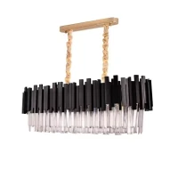 Candelabru Cristal BLOIS Regalis 10xE14, Lungime 80cm, Negru, Inaltime Reglabila