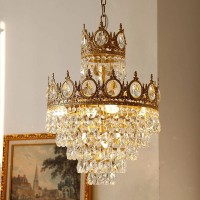 Candelabru Cristal REGALITE Petito, 3XE14, Diametru 26cm, Auriu Lucios, Inaltime Reglabila