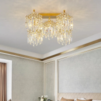 Candelabru Cristal Imperia, 5xE14, 45x45x31.5, Auriu, Cristal, Metal
