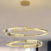 Lustra LED suspendata cu cristal PRISM REGAL 117W, 2 Cercuri, lumina Rece/Calda/Neutra, Dimabila, Auriu, Inaltime Reglabila Lustra LED suspendata cu cristal PRISM REGAL 117W, 2 Cercuri, lumina Rece/Calda/Neutra, Dimabila, Auriu, Inaltime Reglabila