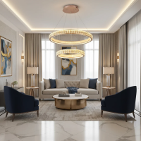Candelabru Cristal, KENSINGTON Magno, 111W, Auriu, 2 elemente, Inaltime reglabila, Lumina Calda/Rece/Neutra