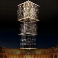 Candelabru Cristal LED 80W PALATINA Auriu, Diametru 50cm, Inaltime 200cm, Model Scara