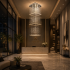Candelabru Cristal LED 80W PALATINA Auriu, Diametru 50cm, Inaltime 200cm, Model Scara [3]