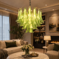Candelabru Cristal MURANO Eleganza 4xE14, D50 cm, Verde, Inaltime Reglabila, Metal si Cristal Candelabru Cristal MURANO Eleganza 4xE14, D50 cm, Verde, Inaltime Reglabila, Metal si Cristal