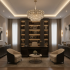 Candelabru Cristal LUCENT Nobile 4xE14, D40 cm, Auriu, Inaltime Reglabila, Metal si Cristal [3]