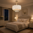 Candelabru Cristal PETAL Nobile 6xE14, D40 cm, Auriu, Inaltime Reglabila, Metal si Cristal [2]