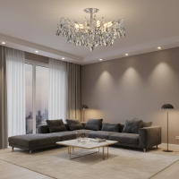 Candelabru Cristal REINA Magno, 6xE14, D60cm, Crom Lucios, Metal si Cristal Candelabru Cristal REINA Magno, 6xE14, D60cm, Crom Lucios, Metal si Cristal