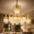 Candelabru Cristal 13xE14, D80cm, Auriu Lucios, Inaltime Reglabila, Metal si Cristal [3]