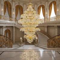 Candelabru Cristal PALACE Grande, 52 de brate, 96xG9, Diametru 150cm, Inaltime 230cm, Auriu Lucios, Inaltime Reglabila, Design Elegant Candelabru Cristal PALACE Grande, 52 de brate, 96xG9, Diametru 150cm, Inaltime 230cm, Auriu Lucios, Inaltime Reglabila, Design Elegant