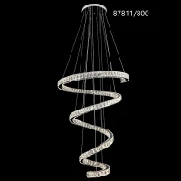 Candelabru LED cu Telecomanda TWIST, 272W, Diametru 80 cm, Inaltime 150 cm, Lumina Rece/Neutra/Calda, Dimabila, Crom, Cristal, Otel
