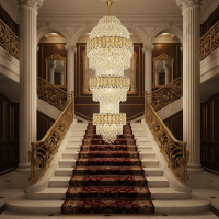 Candelabru Cristal TRIO Magno 49xE14, Diametru 65cm, Inaltime 200cm, Auriu Lucios, Inaltime Reglabila, Design Elegant