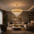 Candelabru Cristal HAMPTON Petito 3xE14, Diametru 30cm, Auriu Lucios, Inaltime Reglabila [4]