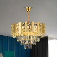 Candelabru Cristal PELES Eleganza 5xE27, Diametru 49cm, Auriu Lucios, Inaltime Reglabila Candelabru Cristal PELES Eleganza 5xE27, Diametru 49cm, Auriu Lucios, Inaltime Reglabila