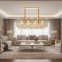 Candelabru Cristal VETRA Supremo 15xE14, 100x35 cm, Auriu, Inaltime Reglabila, Metal si Cristal [2]