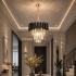 Candelabru Cristal VERSAILLES Petito 3xE14, Diametru 30cm, Auriu Lucios si Negru, Inaltime Reglabila [4]