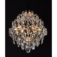 Candelabru Cristal CRYSTARA Nobile, 5x E14, Diametru 40cm, Auriu Lucios