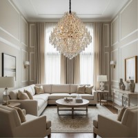 Candelabru Cristal KONIG Regalis, 15xE14, D80 cm, Auriu, Inaltime Reglabila, Metal si Cristal