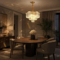 Candelabru Cristal CHAMBORD Petito 3xE14, Diametru 28cm, Auriu Mat Candelabru Cristal CHAMBORD Petito 3xE14, Diametru 28cm, Auriu Mat
