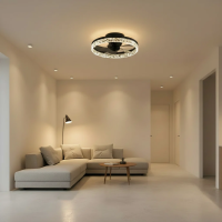 Lustra LED VEYA cu Telecomanda, 38W, D50cm, Lumina Rece/Neutra/Calda, Metal si Plastic, Negru