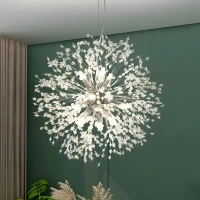 Candelabru Cristal Schonbrunn, 6x G9, Diametru 40cm, Crom Lucios, Inaltime Reglabila
