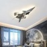 Lustra LED pentru copii FIGHTER, Tip avion, 101W, Lumina Rece/Calda/Neutra, Aripi mobile, Gri Aeronautic [3]
