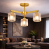 Lustra Clasica Moderna LC110/3GD cu Cristal, 3x E27, Auriu, Metal si Cristal [3]