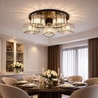 Lustra Clasica Moderna Sasha, LC117/5BK, 5x E27, Metal si Cristal, Negru, Abajur Lustra Clasica Moderna Sasha, LC117/5BK, 5x E27, Metal si Cristal, Negru, Abajur
