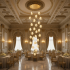 Candelabru Cristal FRAME LED cu Telecomanda, Suspendat, 30 Surse, 90W, Diametru 60cm, Inaltime Reglabila, Auriu, Metal si Cristal [2]