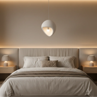 Lustra Moderna AERA, 30 cm, Suspendata, 1 X E27, Alb, Metal si Spuma, Inaltime Reglabila