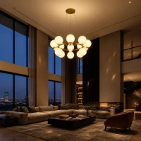 Lustra LOFT Chamber, 15x G9, Alb Auriu, Metal, Inaltime Reglabila, Modern