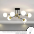 Lustra cu Glob Alb Rotund, PENTHOUSE Lounge, 6xE27, Negru / Auriu, Metal [2]