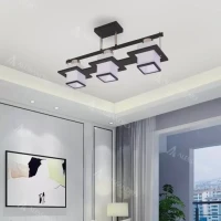 Lustra Clasica Aramis cu Lemn Abajur Patrat 3x E27 Gri Negru